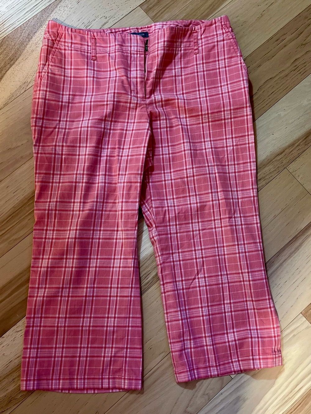 Ann Taylor Pink Plaid Capris size 10